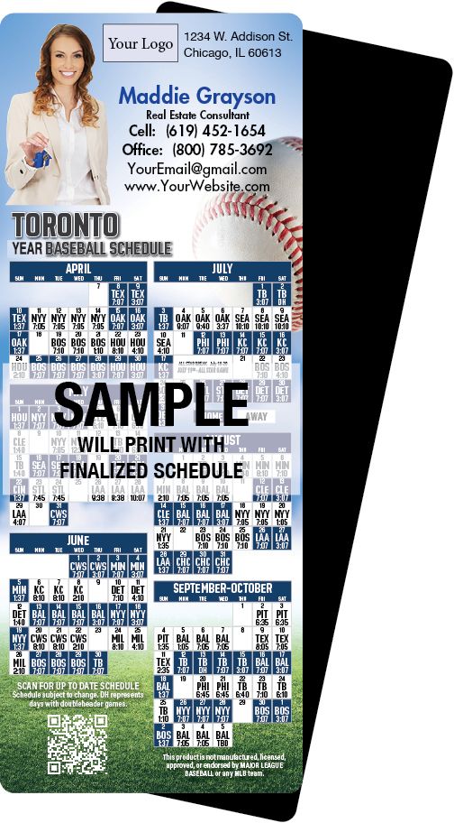 Real Estate Baseball Schedules, Magnetic Sports Calendars for Realtors